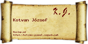 Kotvan József névjegykártya