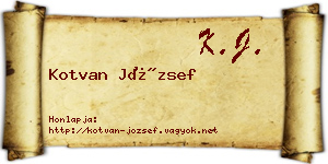Kotvan József névjegykártya